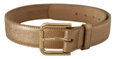 Dolce & Gabbana Rose Gold Leather Metallic Tone Metal Buckle Belt -   -  Dolce & Gabbana.